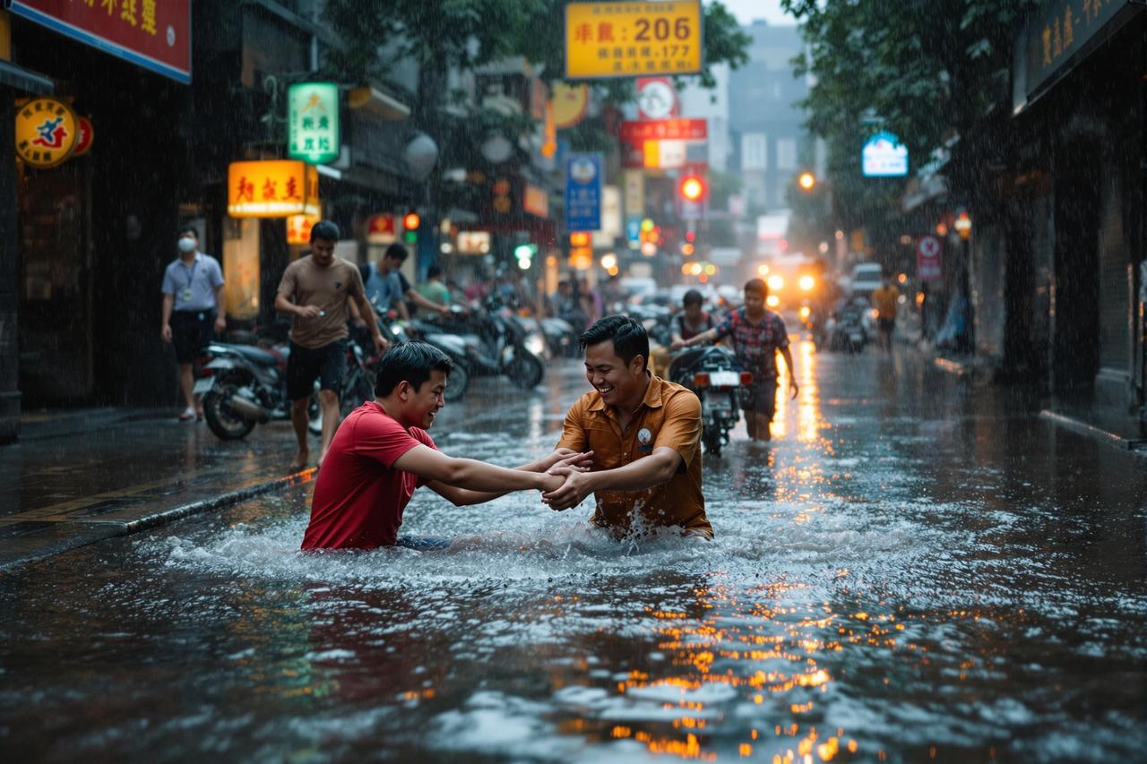 黑料社资讯配图 - 某城市突降特大暴雨，全城多处被淹，市民自发组织救援，感人瞬间刷屏朋友圈